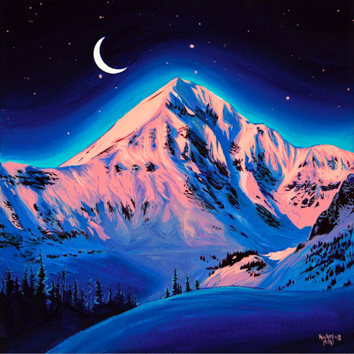 Big Sky Alpenglow // Giclee Paper Print // 6x6