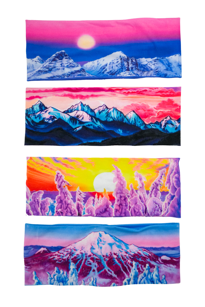 Four headbands stacked on a white background