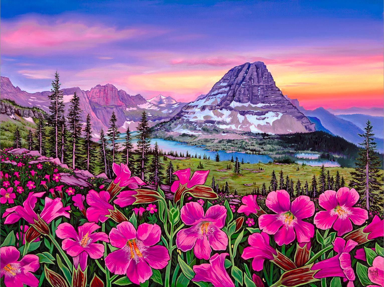 August Paintbrush // Original Acrylic Painting, Framed // 18x24