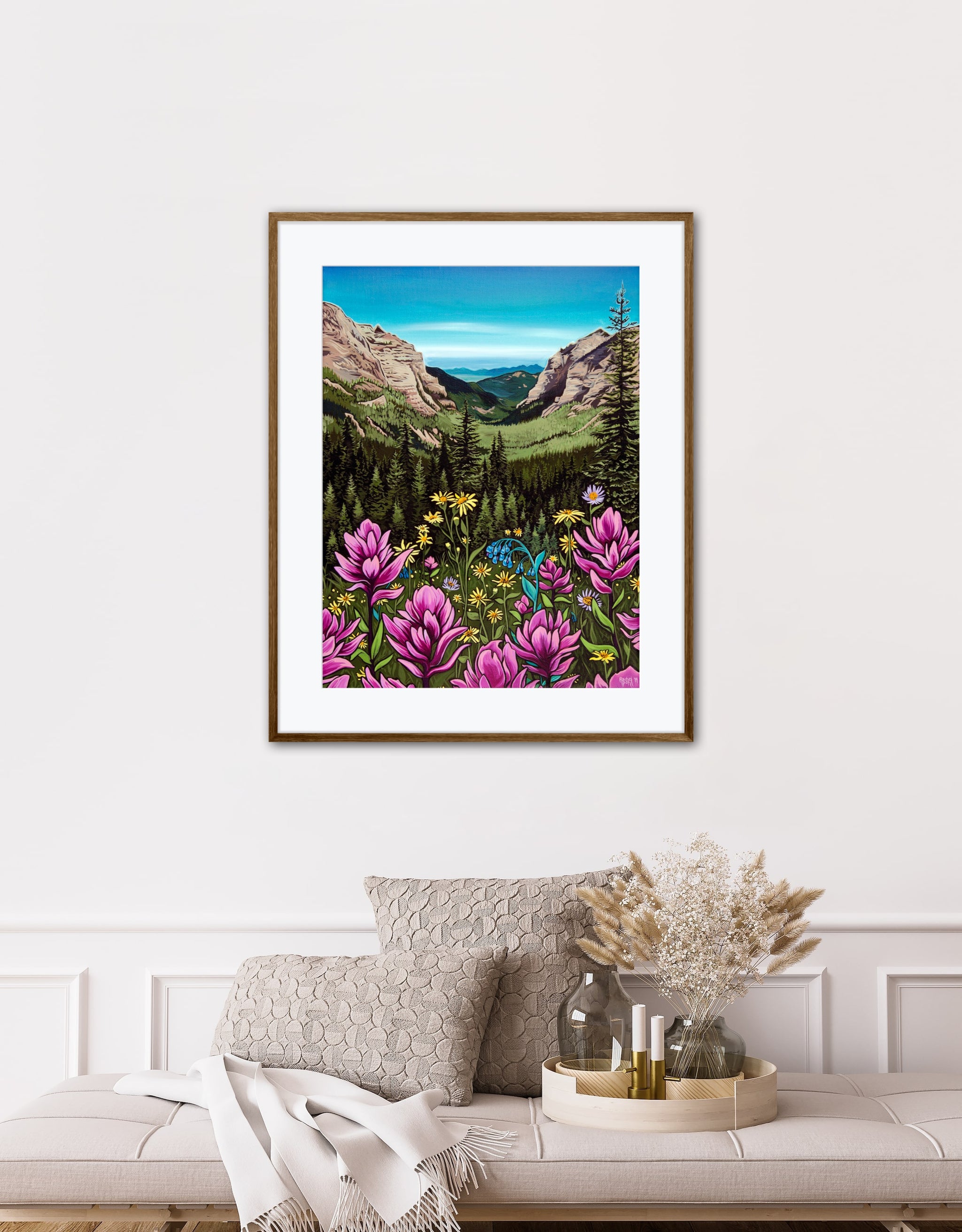 リカルドゴンザレス 原画 WET PAINT Woodland scene art on tile-Crystal Falls II-Tile Mural