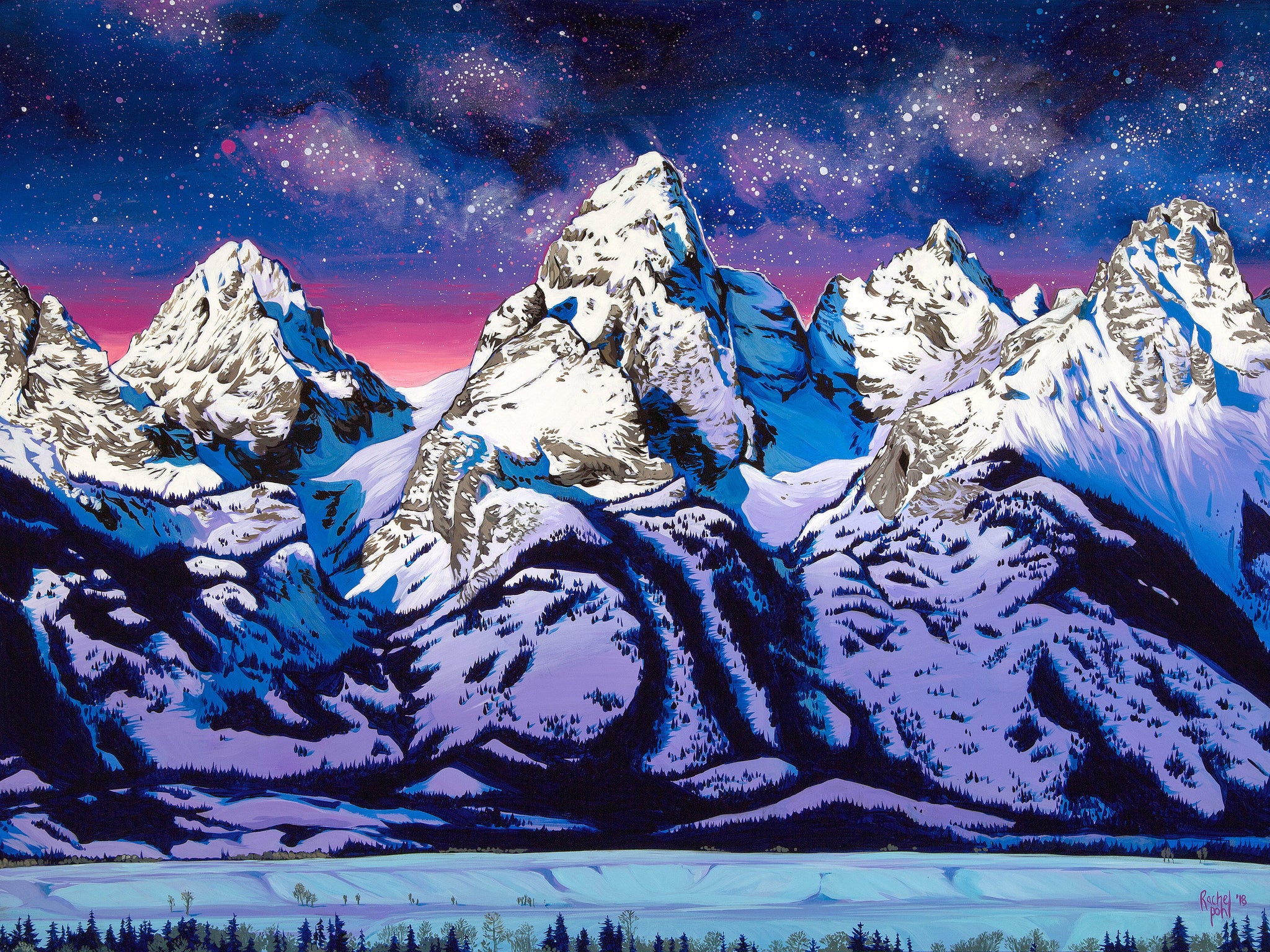 水彩画　「Polar Moon」 TetonMoonrise-Web_64efeb00-